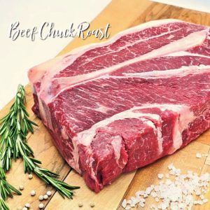 Raw Beef Chuck Roast on a platter
